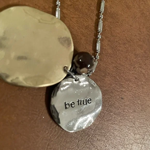 Chico’s “Be Inspired” reversible two tone necklace in silver and gold tones NWT - Picture 3 of 7